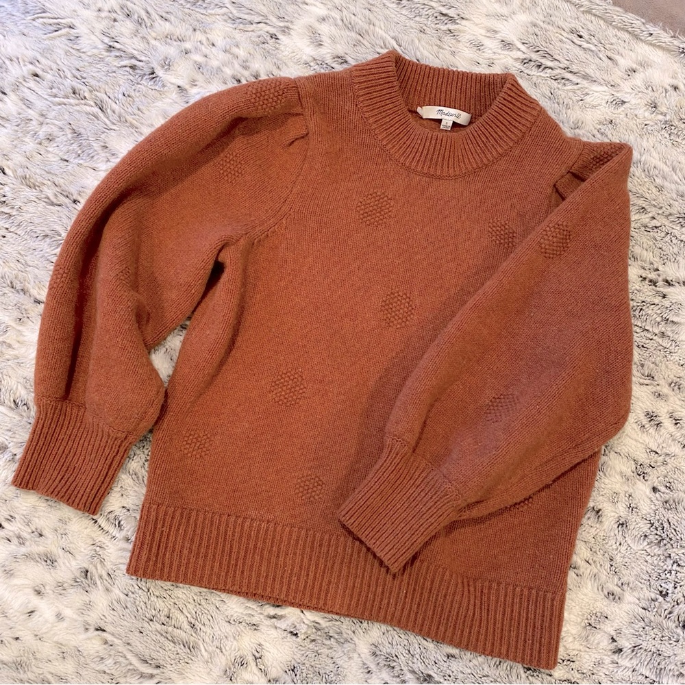 Madewell Dotted Eaton Puff-Sleeve Pullover Sweater - Small